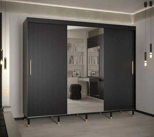 Mora Black 3 Sliding Door Wardrobe 250cm Mirrored