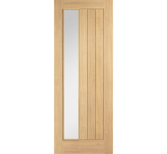 Internal Oak Belize Clear Glazed Offset Unfinished Door