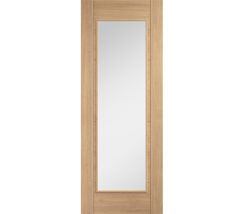 Internal Oak Carini 1L Clear Glazed Pre-Finished Door