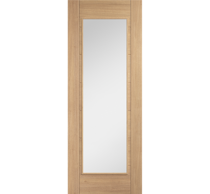 Internal Oak Carini 1L Clear Glazed Unfinished Door