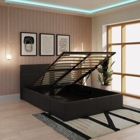 End Lift Ottoman Bed 150cm Black