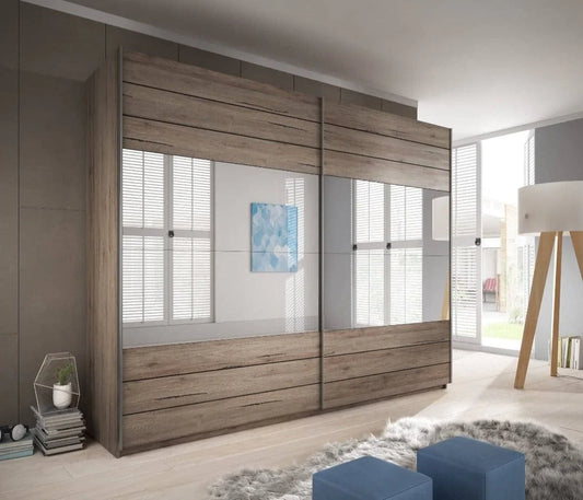 Galaxy Sliding Mirror Door Wardrobe Oak San Remo