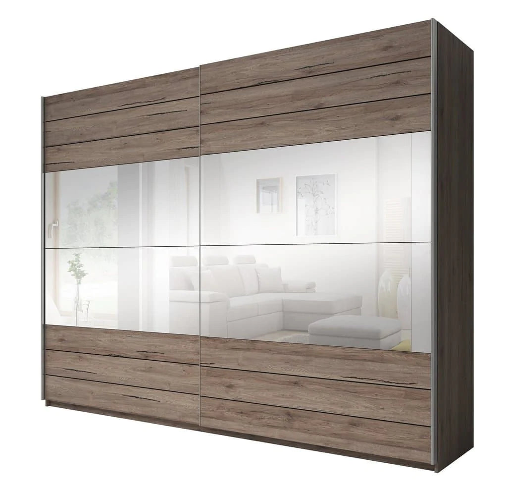 Galaxy Sliding Mirror Door Wardrobe Oak San Remo