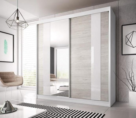 Multi 32 203cm 2 Sliding Mirror Door Wardrobe - 3 Colours