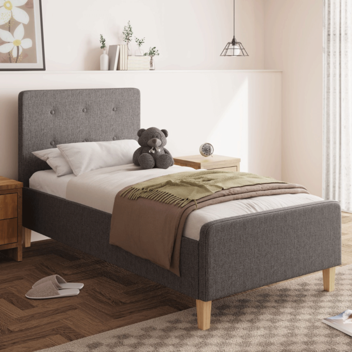 Ashbourne Grey Luxury Fabric Ottoman Single Bedstead