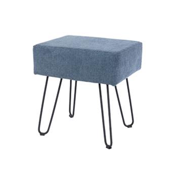 Aspen Blue Fabric Rectangular Stool