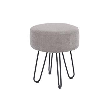 Aspen Grey Fabric Round Stool With Metal Legs