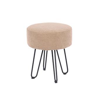 Aspen Sand Fabric Round Stool With Metal Legs