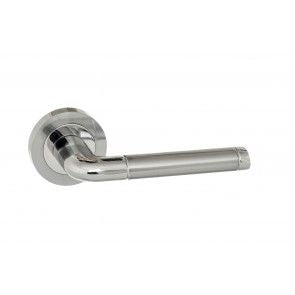 Atlantic Eco Ocean Aluminium Lever on Round Rose Pair Of Door Handles Satin Chrome/Polished Chrome