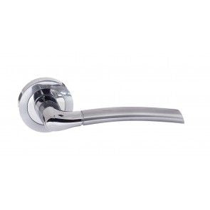 Atlantic Eco Swell Aluminium Lever on Round Rose Door Handles In Satin Chrome/Polished Chrome