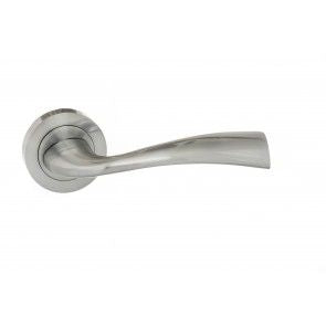 Atlantic Eco Wave Aluminium Lever on Round Rose Door Handles Satin Chrome