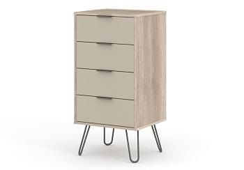 Core Augusta Driftwood 4 Drawer Narrow Chest Of Drawers