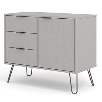 Augusta Grey Small Sideboard With 1 Door 3 Drawers