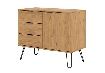 Core Augusta Waxed Pine Small Sideboard 1 Door 3 Drawers