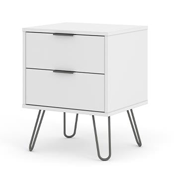 Core Augusta White 2 Drawer Bedside Cabinet