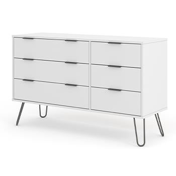 Core Augusta White 3+3 Drawer Wide Chest