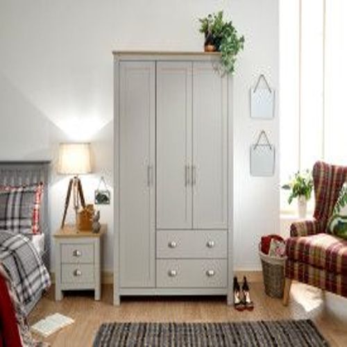 Lancaster 3 Door 2 Drawer Wardrobe In Grey