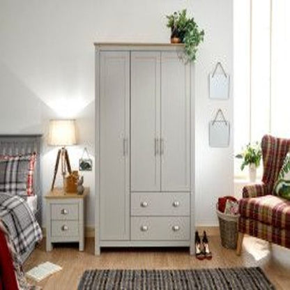 Lancaster 3 Door 2 Drawer Wardrobe In Grey