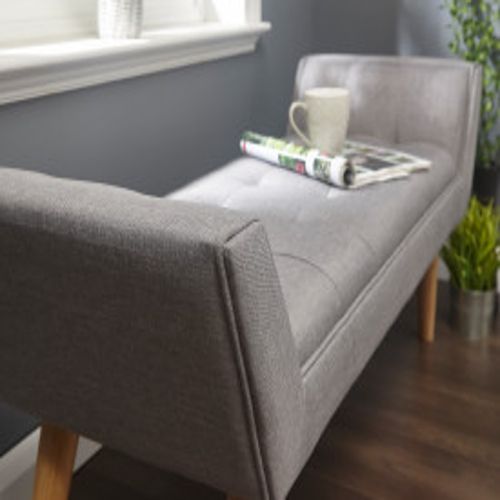 Milan Upholstered Bench Grey Hopstack