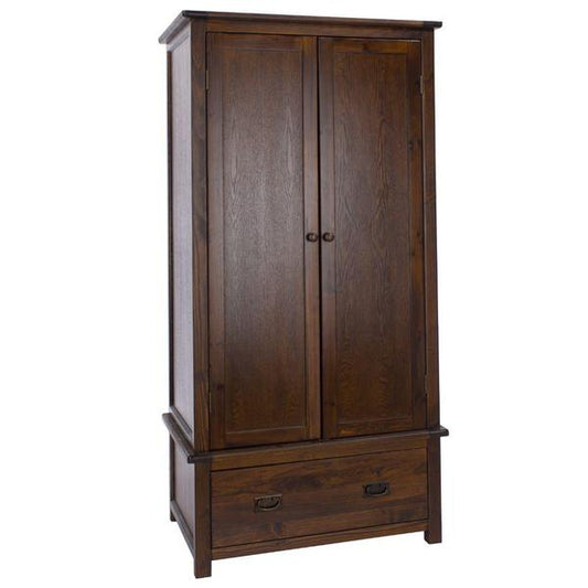 Core Boston Dark Wood 2 Door 1 Drawer Wardrobe