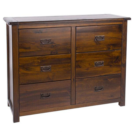 Core Boston Dark Wood 3+3 Drawer Wide Chest