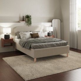 Florence Boucle Ottoman Bed 135cm Natural Stone