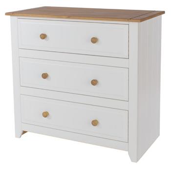 Core Capri White 3 Drawer Wide Chest Of Drawers