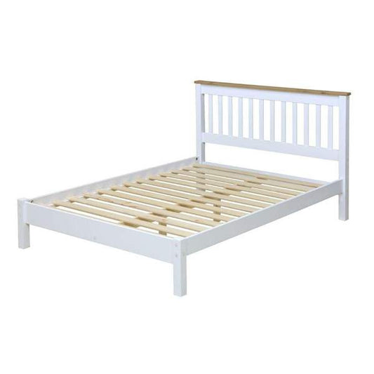 Core Capri 4'6" Slatted Lowend Double Bedstead White & Waxed Pine