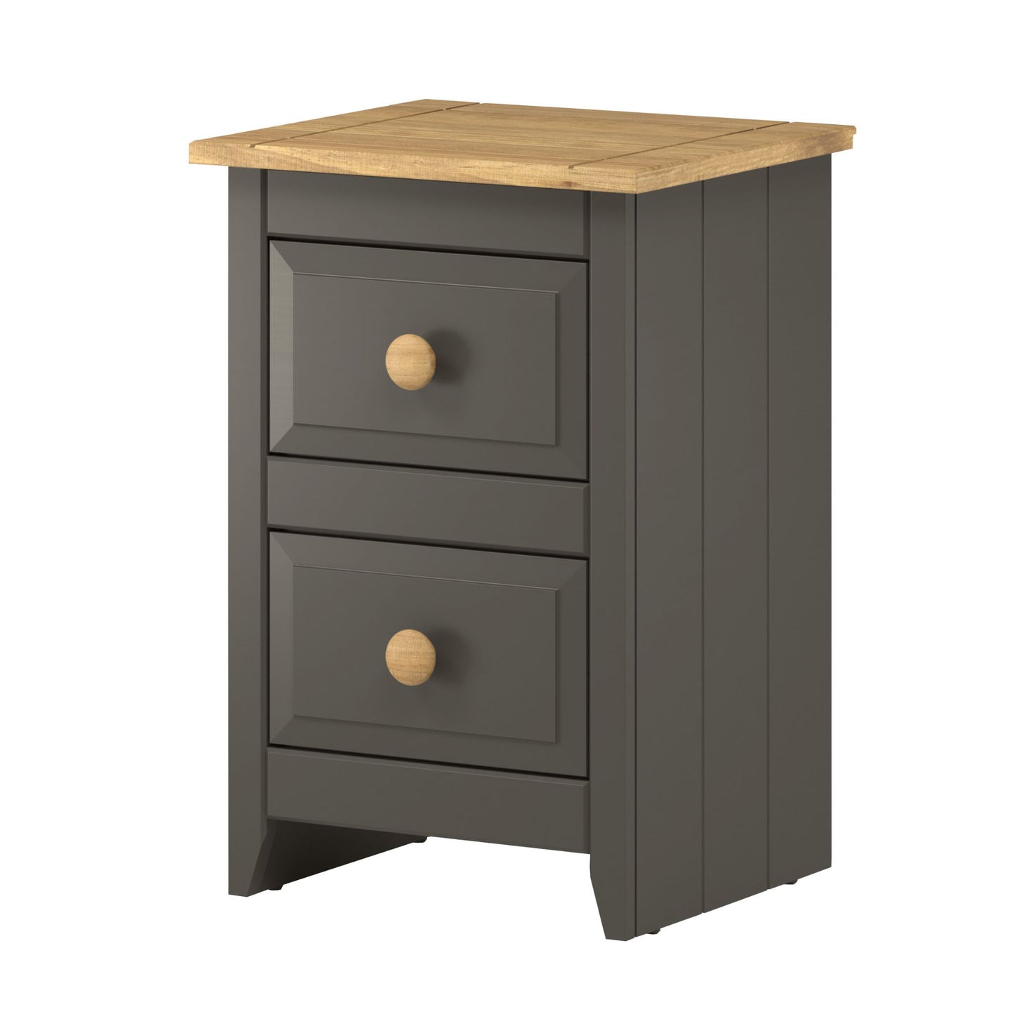 Core Capri Carbon And Waxed Pine 2 Drawer Petite Bedside Cabinet