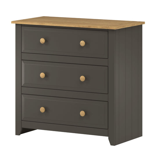 Core Capri Carbon And Waxed Pine 3 Drawer Chest