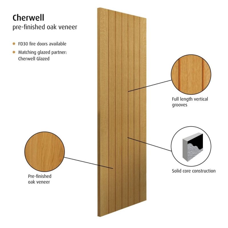 Internal Oak Cherwell Cottage Door Pre-Finished