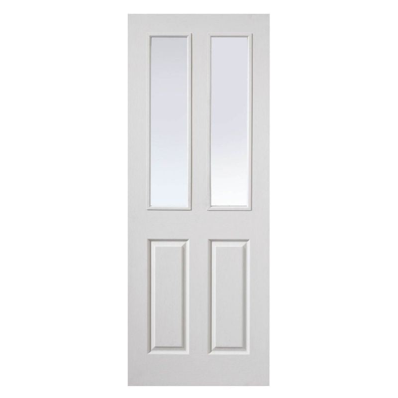 Internal White Primed Canterbury 2 Light Grained Fire Door