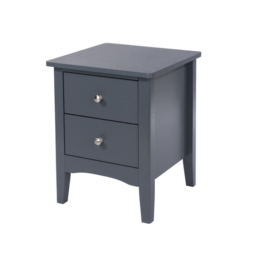 Core Como Midnight Dark Blue And Grey Painted Petite 2 Drawer Bedside Cabinet