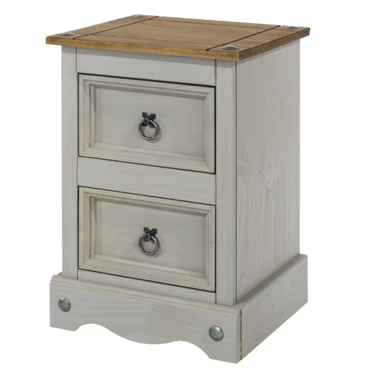 Corona Grey 2 Drawer Bedside Cabinet