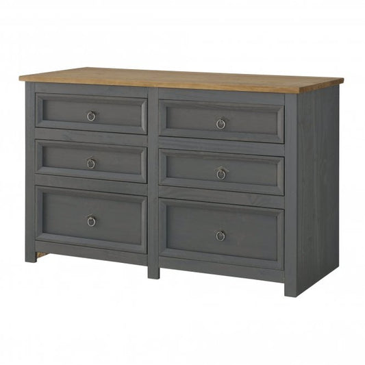 Corona 3+3 Drawer Wide Chest Carbon Grey