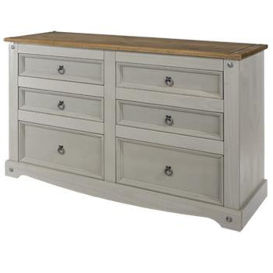 Corona Grey 3+3 Drawer Wide Chest CRG513