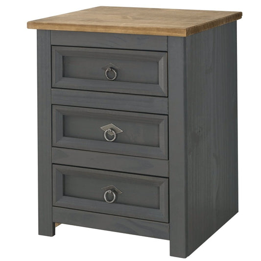 Corona 3 Drawer Bedside Cabinet Carbon Grey