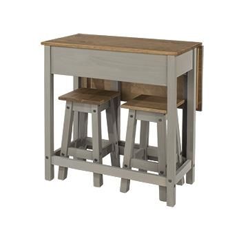 Core Corona Grey Breakfast  Drop LeafTable And 2 Stools Set