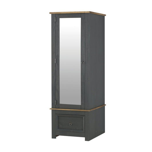 Corona Mirrored Door Armoire Carbon Grey