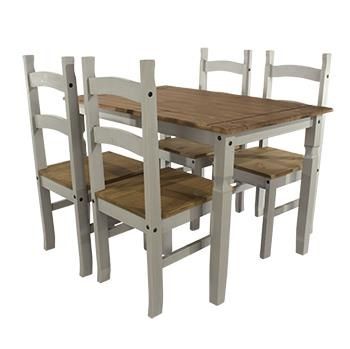 Core Corona Table And 4 Chairs Set Grey CRGTB2