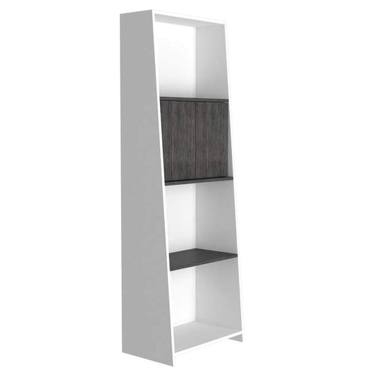 Core Dallas White Bookcase Carbon Grey Oak With Doors