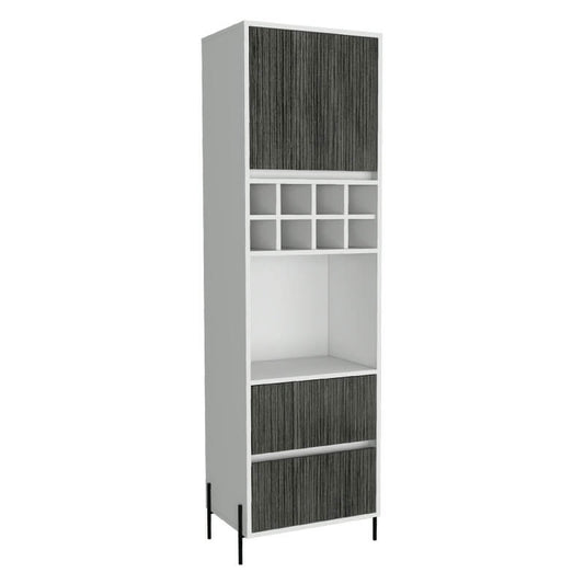 Core Dallas Tall Bar Cabinet White & Carbon Grey Oak