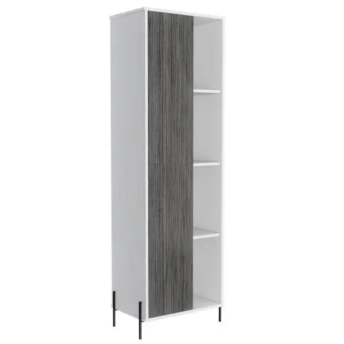 Core Dallas Tall Storage And Display Cabinet White & Carbon Grey Oak