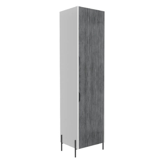 Core Dallas Tall Storage Cabinet White & Carbon Grey Oak