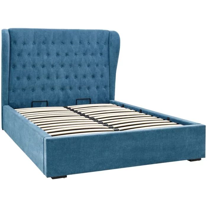 Dakota Teal Fabric Ottoman Double Bedstead