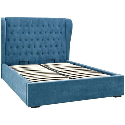 Dakota Teal Fabric Ottoman Double Bedstead