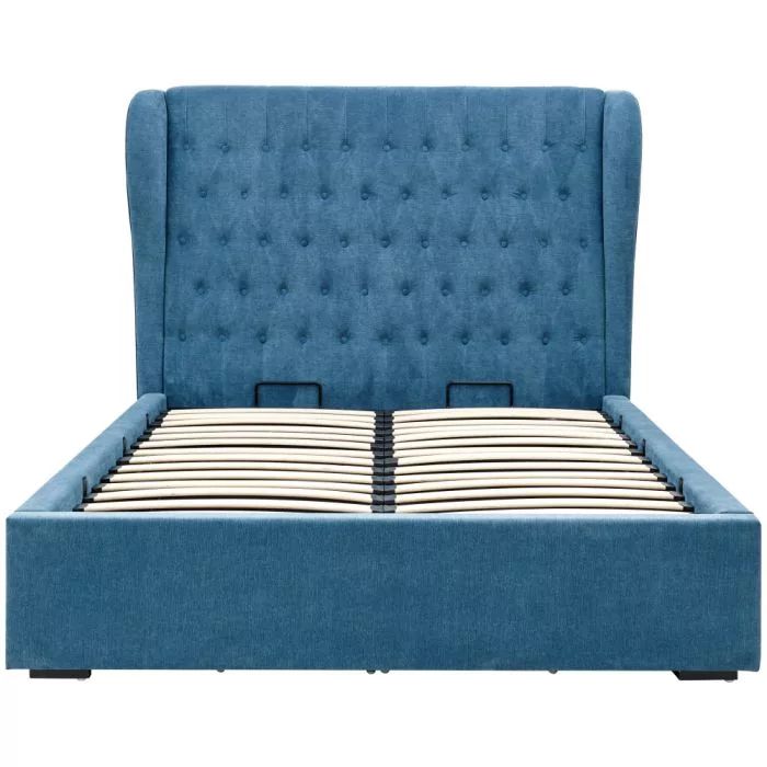 Dakota Teal Fabric Ottoman Double Bedstead