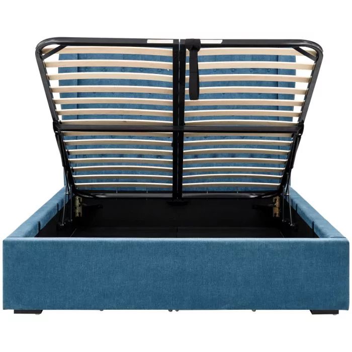 Dakota Teal Fabric Ottoman Double Bedstead