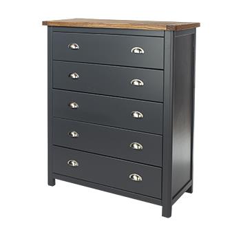 Core Dunkeld 5 Drawer Chest Of Drawers Midnight Blue