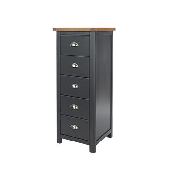 Core Dunkeld 5 Drawer Narrow Chest Of Drawers Midnight Blue